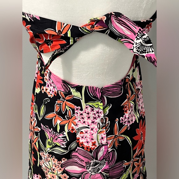 Lilly Pulitzer Petite 8 Sabrina Strapless Dress Black Flower Market Vintage 90’s - Picture 7 of 15